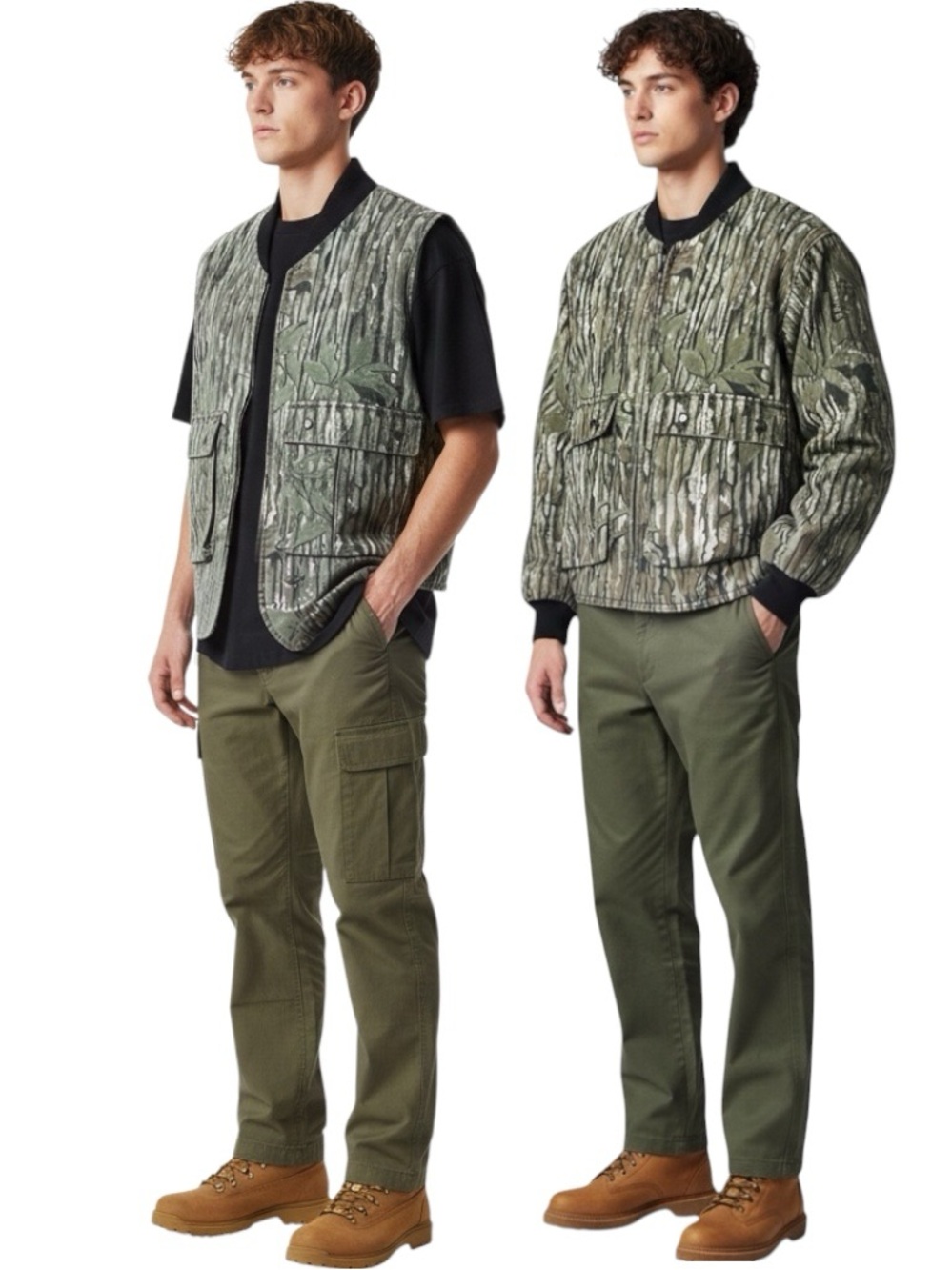 Johnson Garment Vintage Jacket Convertible Vest Hunting Camo 4/Pocket Made/USA L